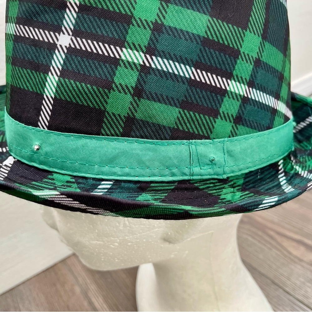 Green Plaid Fedora Hat - Picture 2 of 8